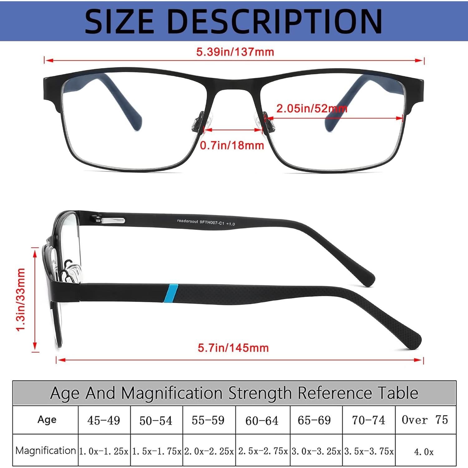 Gafas de lectura 3-Pack Yingte para hombres +1.0 bloqueo luz azul