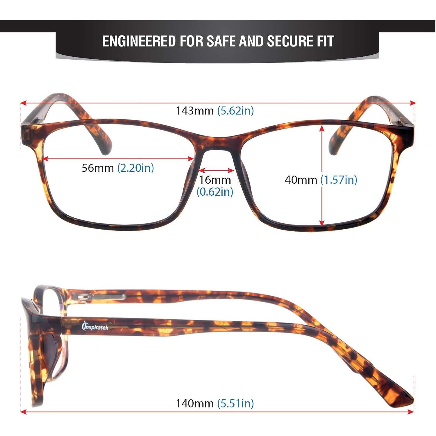 Gafas bloqueadoras de luz azul Inspiratek Tortuga unisex