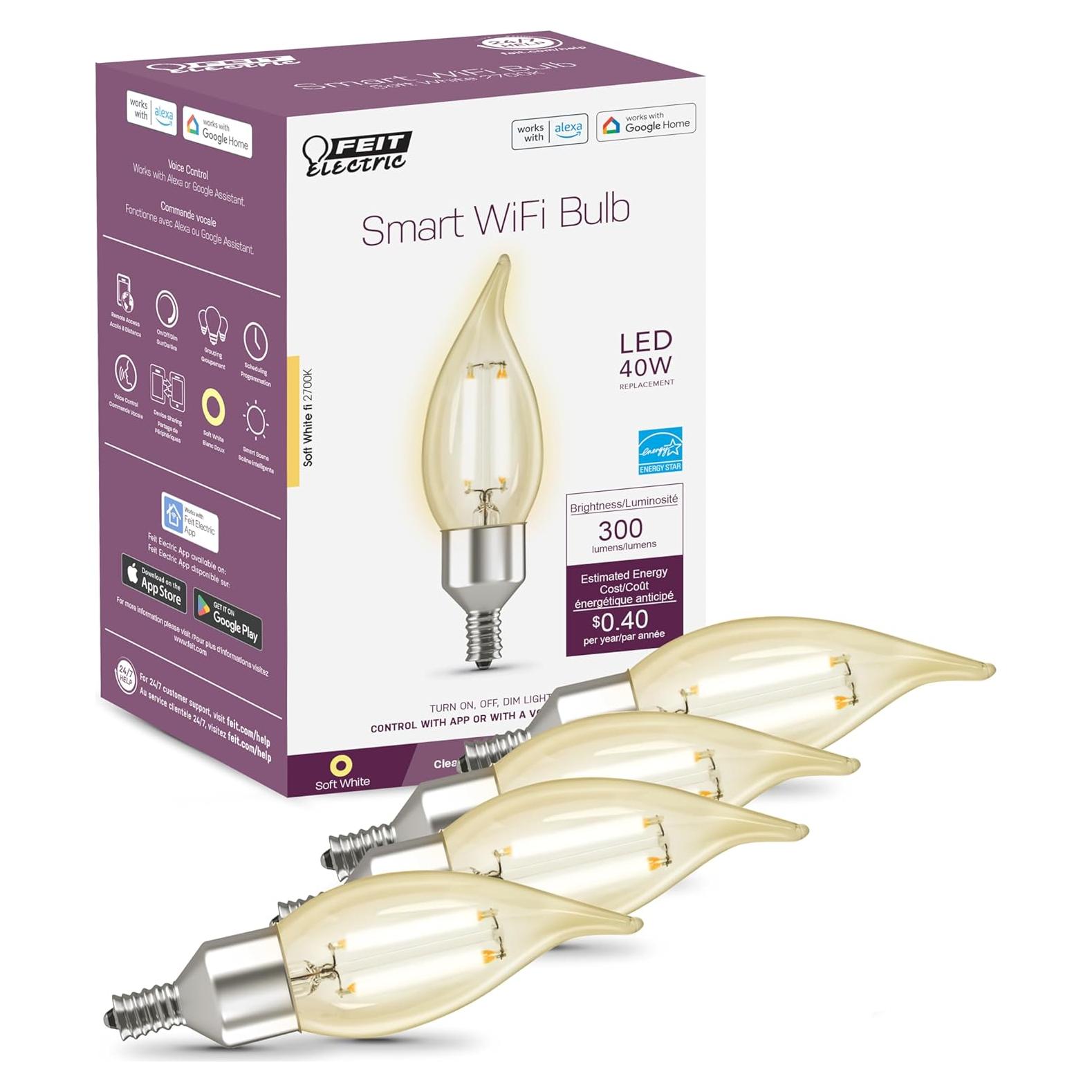 Bombilla LED Inteligente Feit Electric E12 4 Pack 2700K