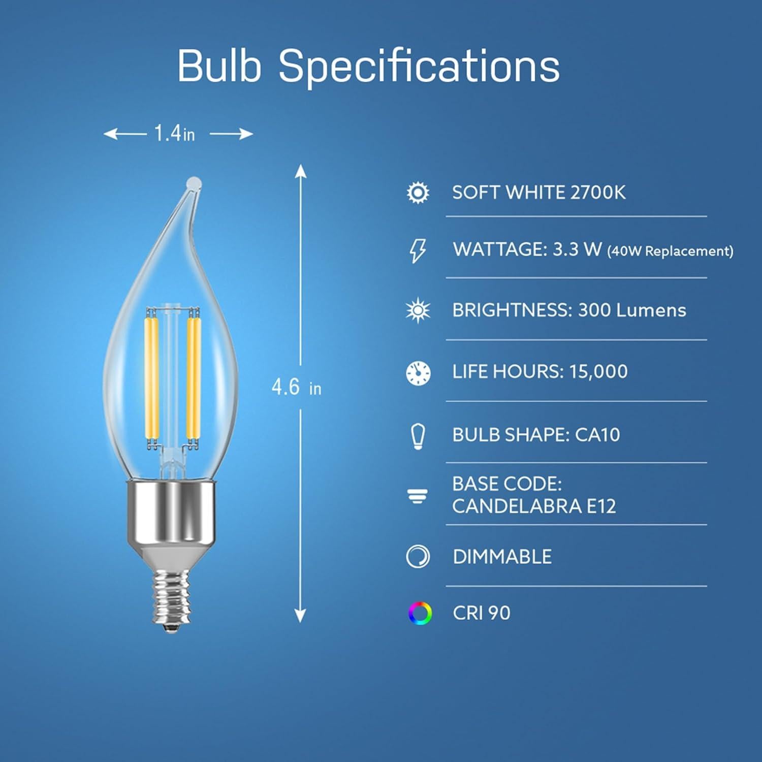 Bombilla LED Inteligente Feit Electric E12 4 Pack 2700K