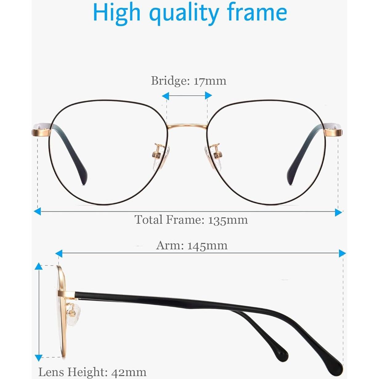 Gafas ANRRI Retro Redondas Anti Luz Azul UV para Adultos