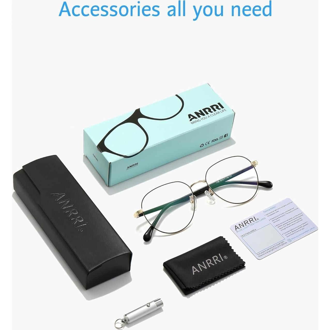 Gafas ANRRI Retro Redondas Anti Luz Azul UV para Adultos