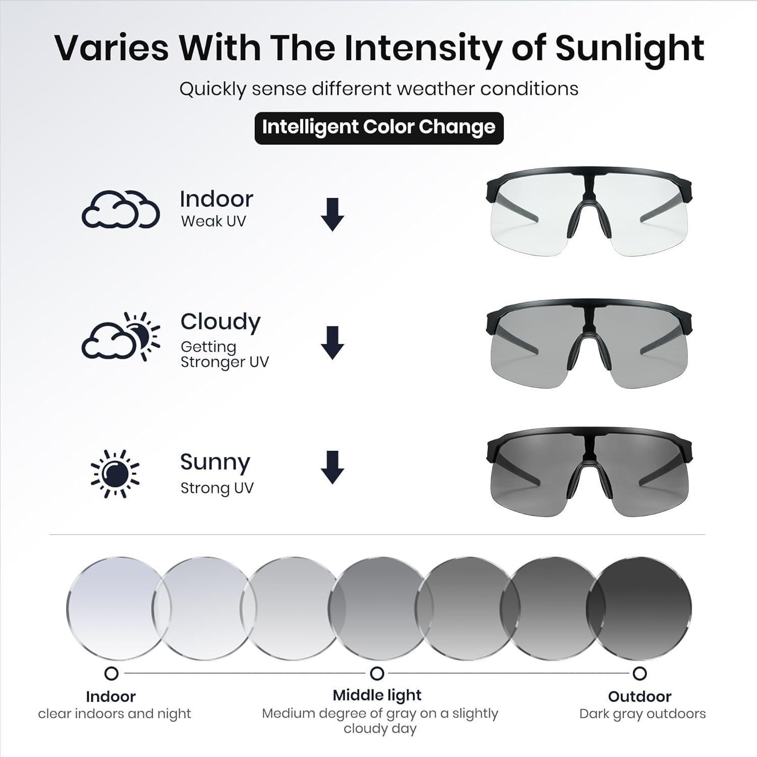 Gafas de Ciclismo Fotoquímicas Cyxus UV400 para Hombres y Mujeres