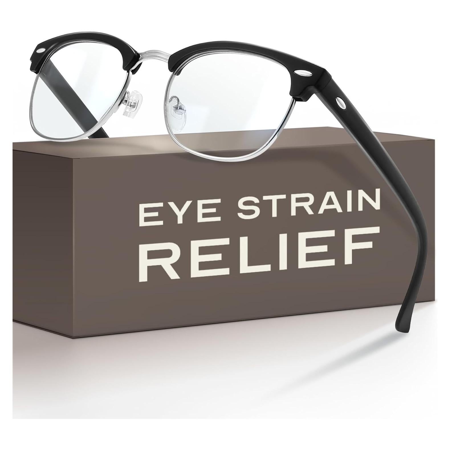 Gafas de Luz Azul Anti Fatiga Ocular TR90 - Negro y Plata