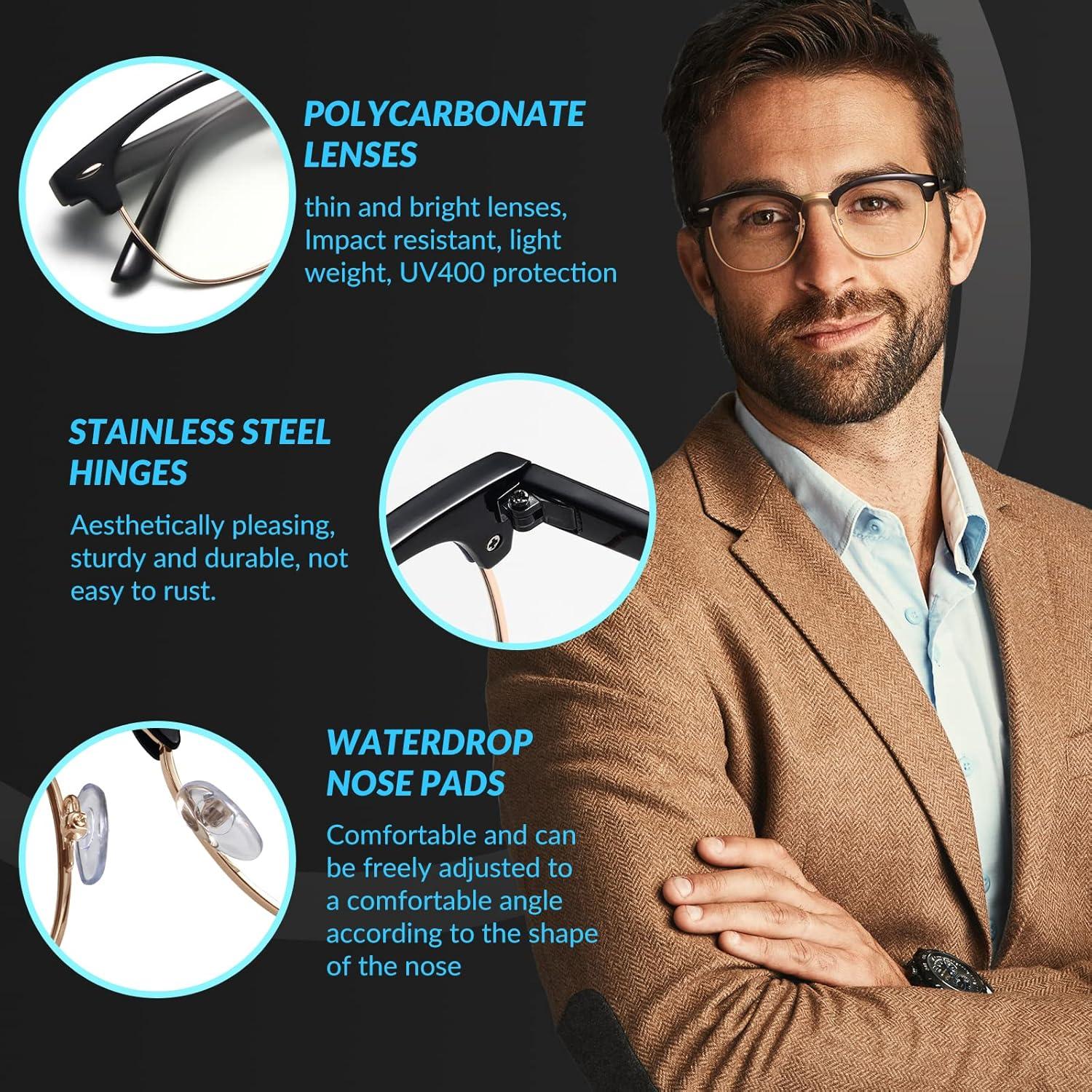 Gafas de Luz Azul Anti Fatiga Ocular TR90 - Negro y Plata