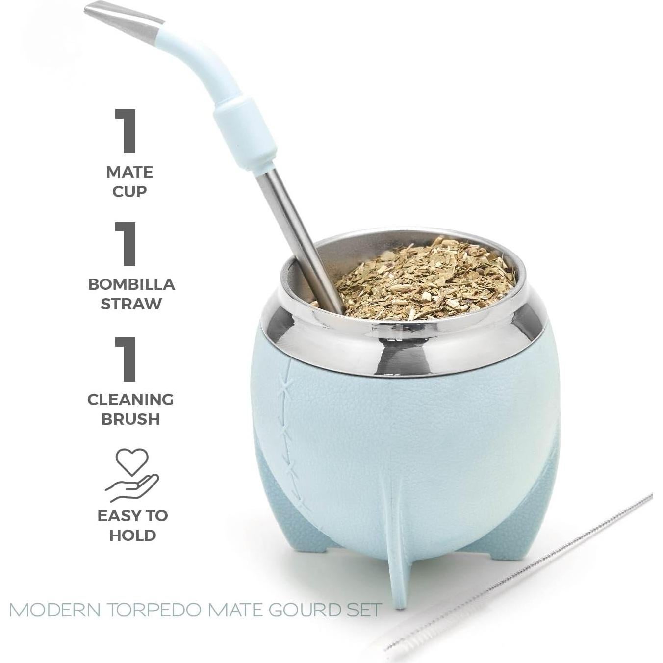 Conjunto de Mate BALIBETOV Acero Inoxidable 3 Piezas Azul Claro