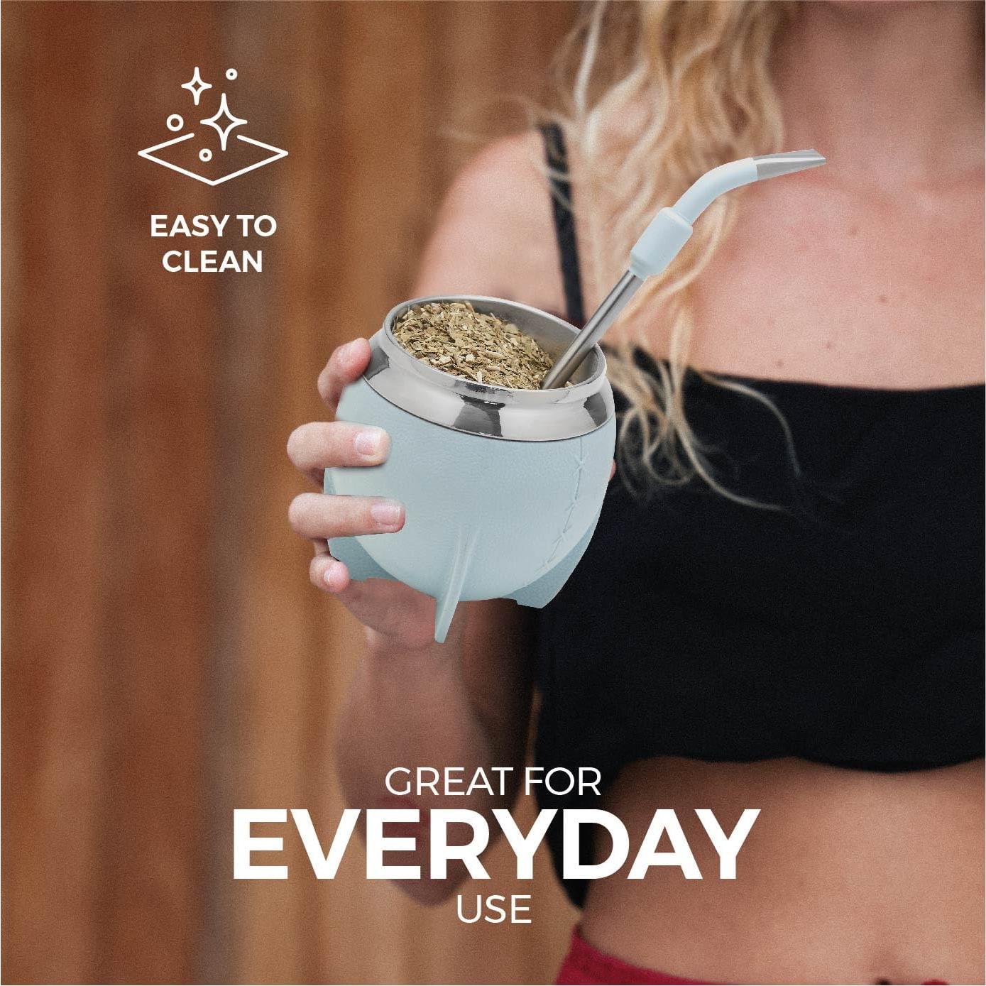 Conjunto de Mate BALIBETOV Acero Inoxidable 3 Piezas Azul Claro