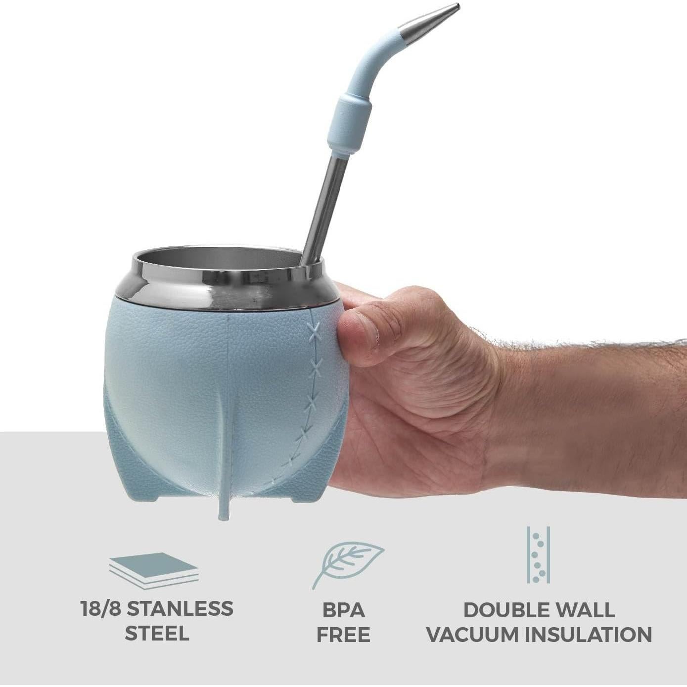 Conjunto de Mate BALIBETOV Acero Inoxidable 3 Piezas Azul Claro