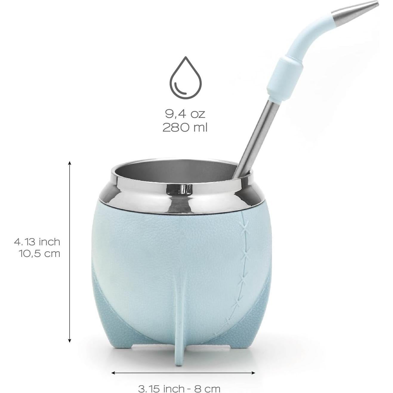 Conjunto de Mate BALIBETOV Acero Inoxidable 3 Piezas Azul Claro