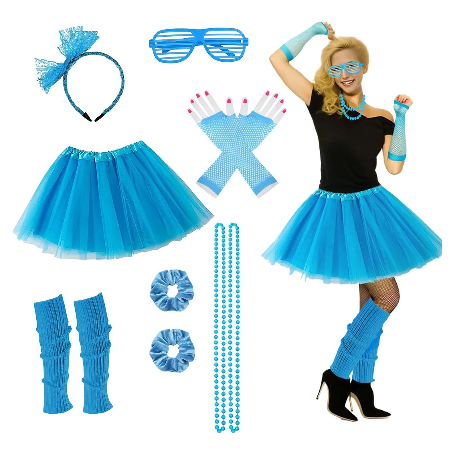 Conjunto de Disfraces de los 80 para Mujeres - 7 Piezas