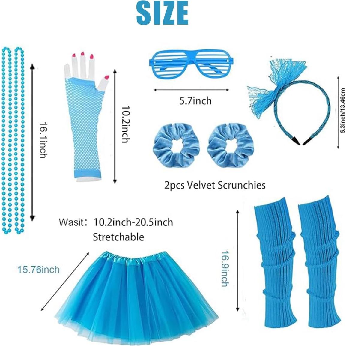 Conjunto de Disfraces de los 80 para Mujeres - 7 Piezas