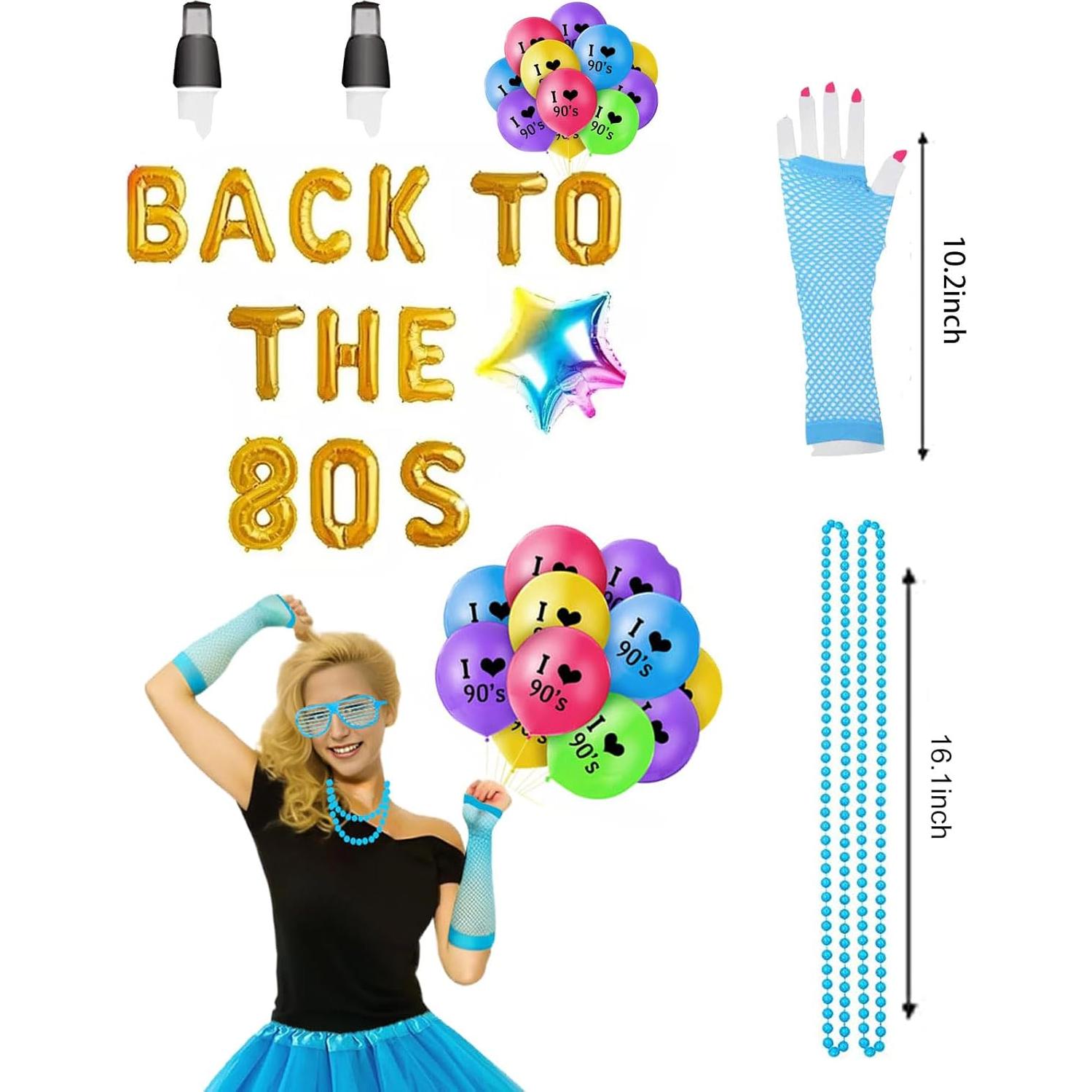 Conjunto de Disfraces de los 80 para Mujeres - 7 Piezas