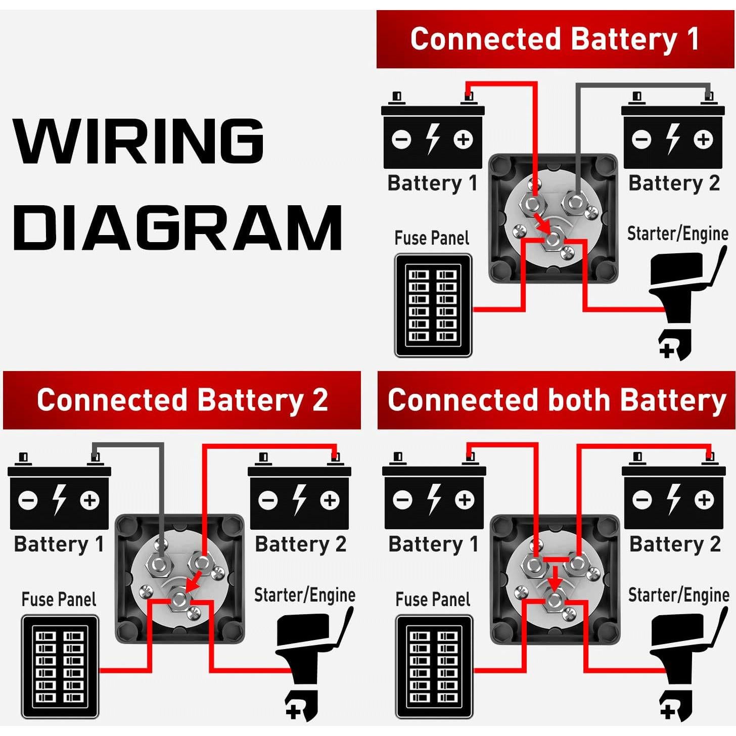 Interruptor de Batería Nilight 1-2-Both-Off 200A 12-48V
