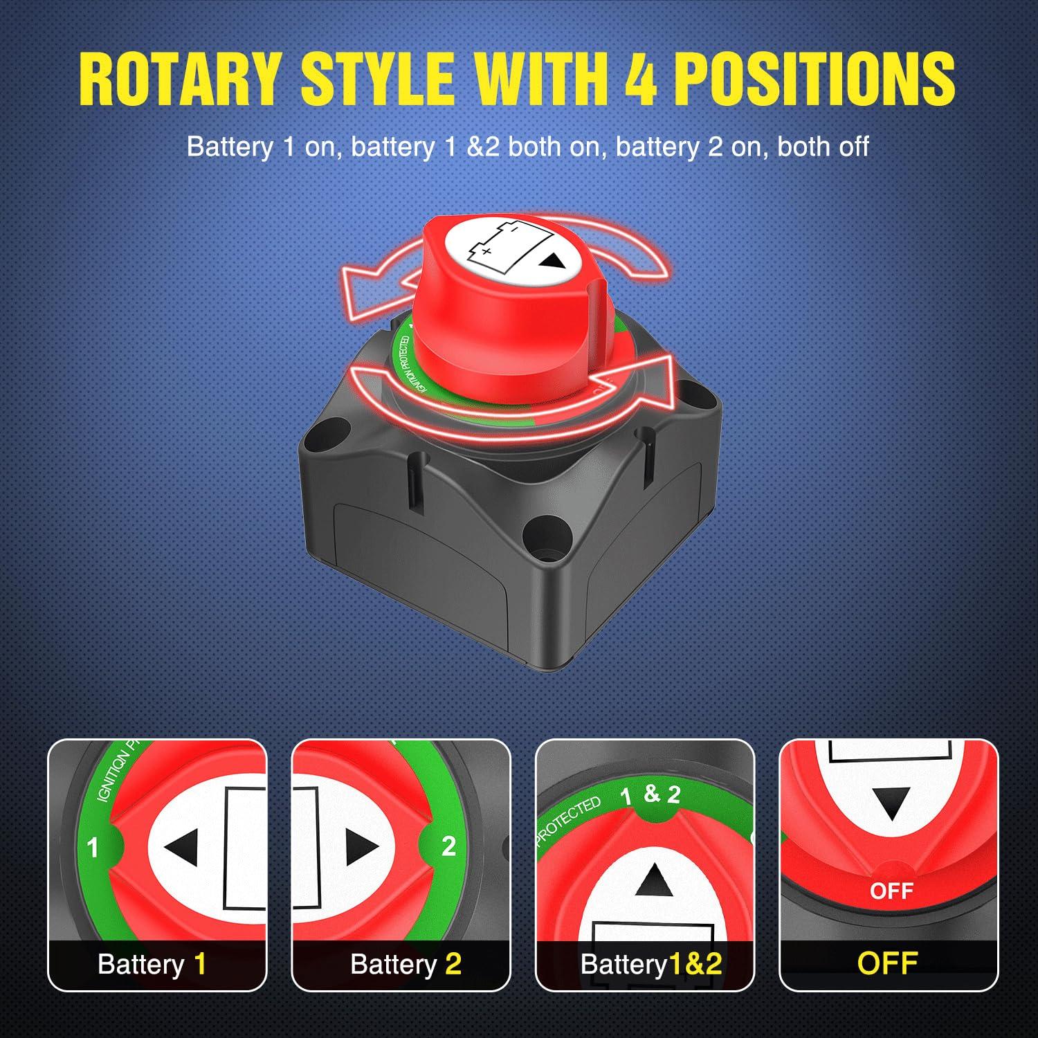 Interruptor de Batería Nilight 1-2-Both-Off 200A 12-48V