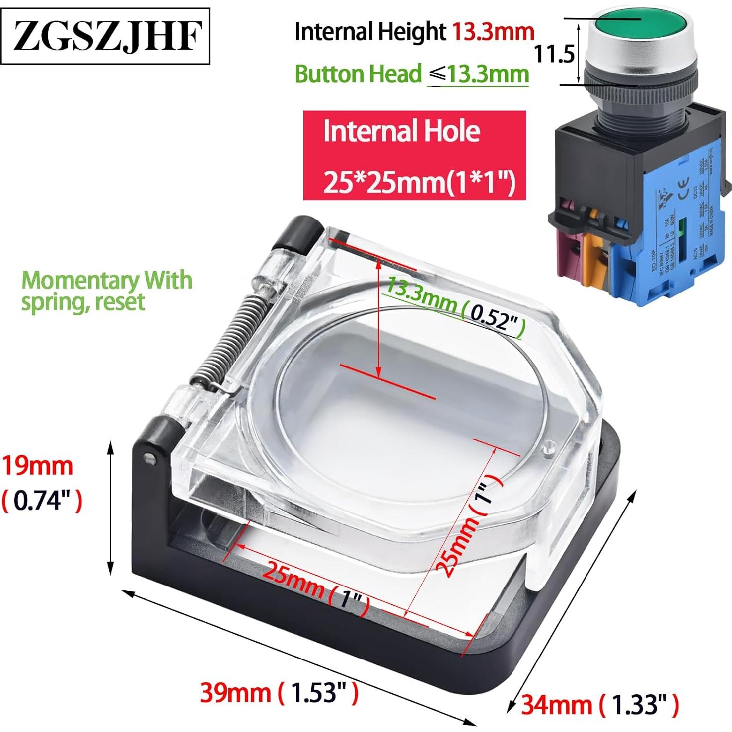 Cubierta de Interruptor de Botón ZGSZJHF 10 Pcs 39x34mm Impermeable