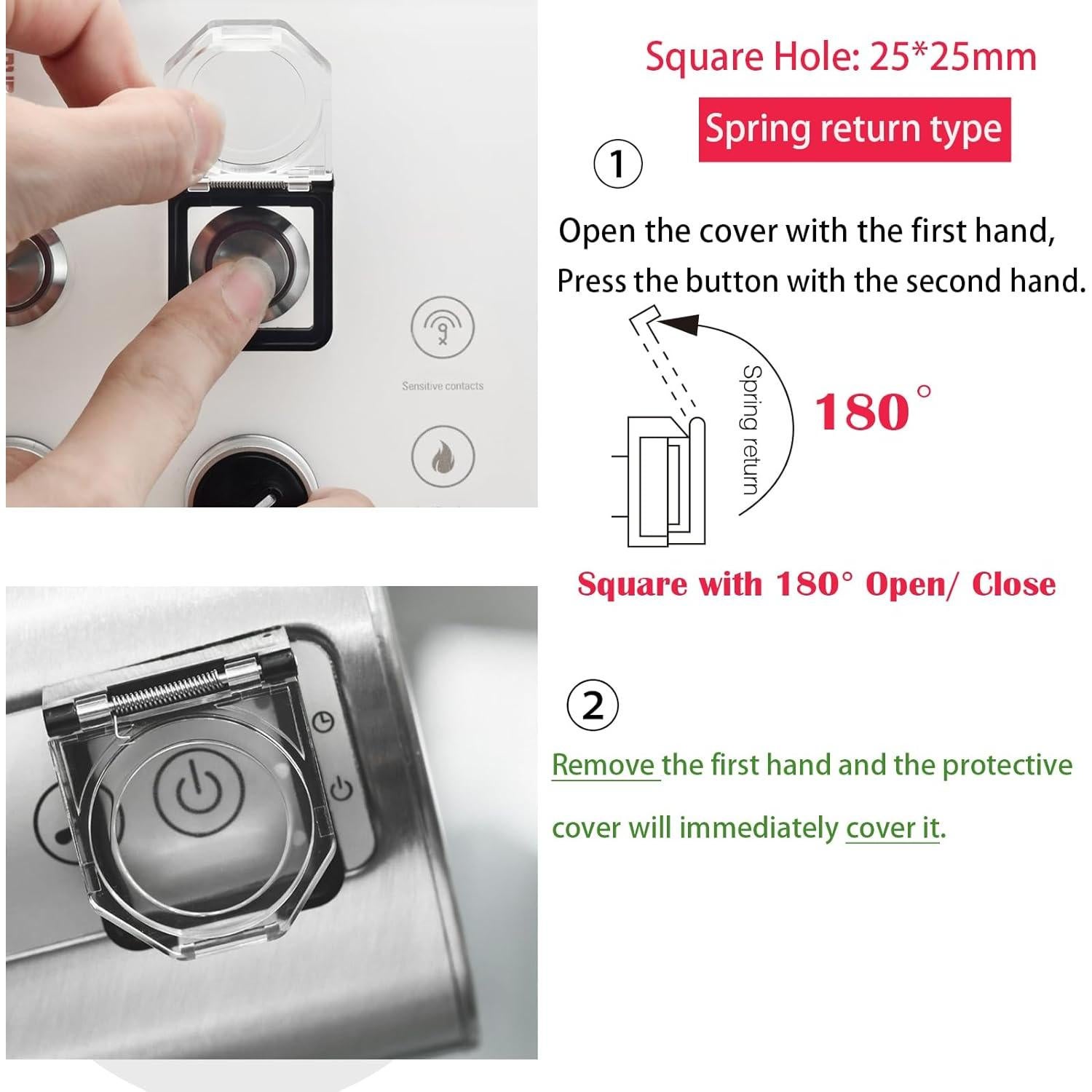 Cubierta de Interruptor de Botón ZGSZJHF 10 Pcs 39x34mm Impermeable