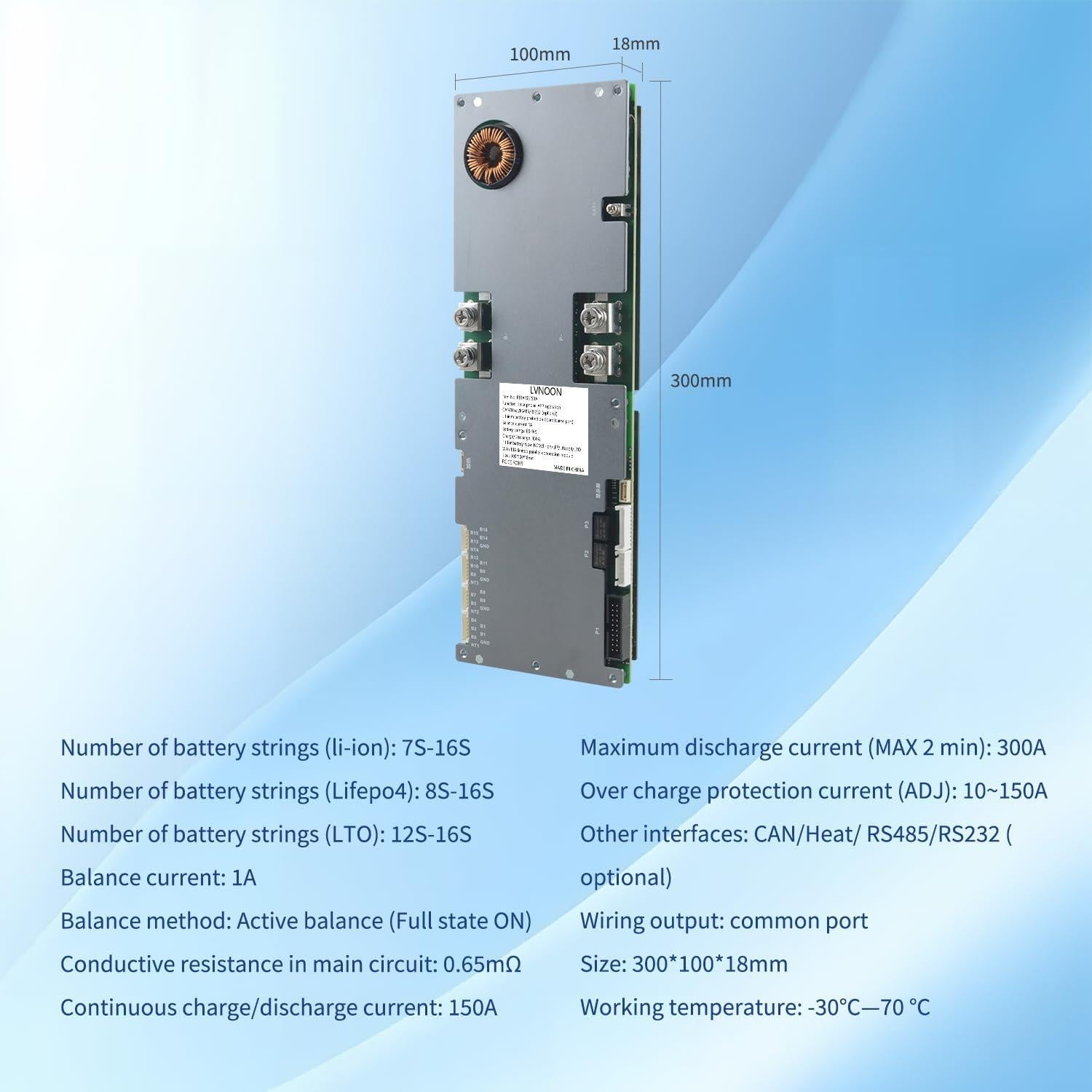 Inversor Activo Inteligente LVNOON BMS 100A 48V 8S-16S