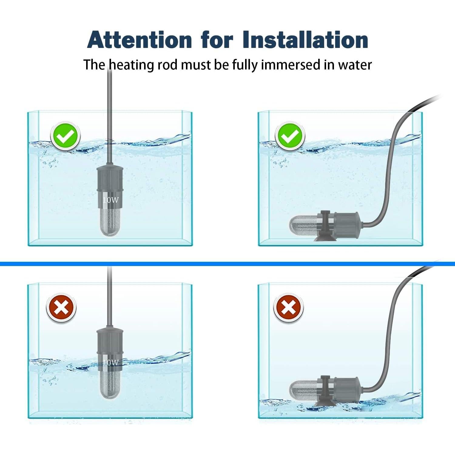 Calentador de Acuario YOFOTHS 10W Submersible para 1.9-11.4L