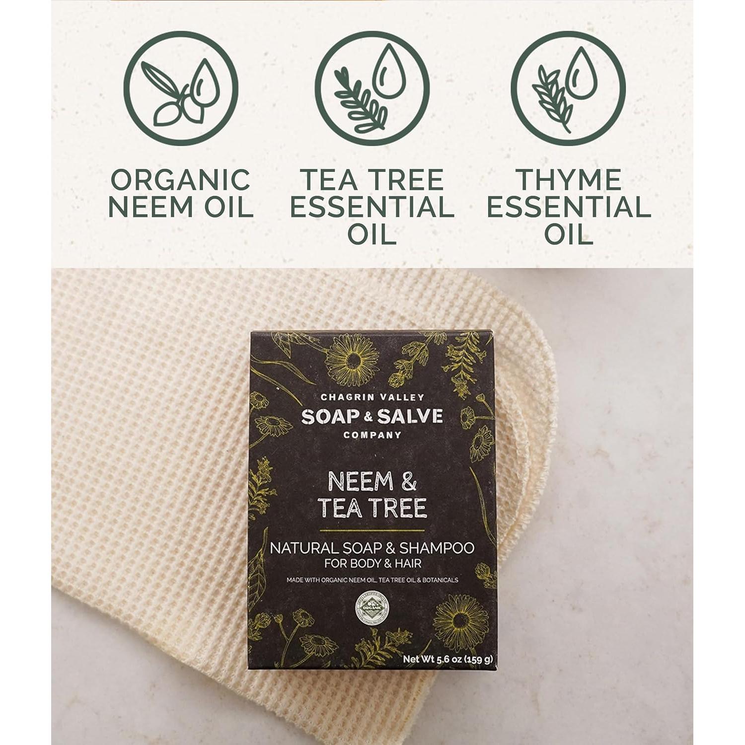 Jabón y Champú Orgánico Chagrin Valley 159g - Neem y Árbol de Té