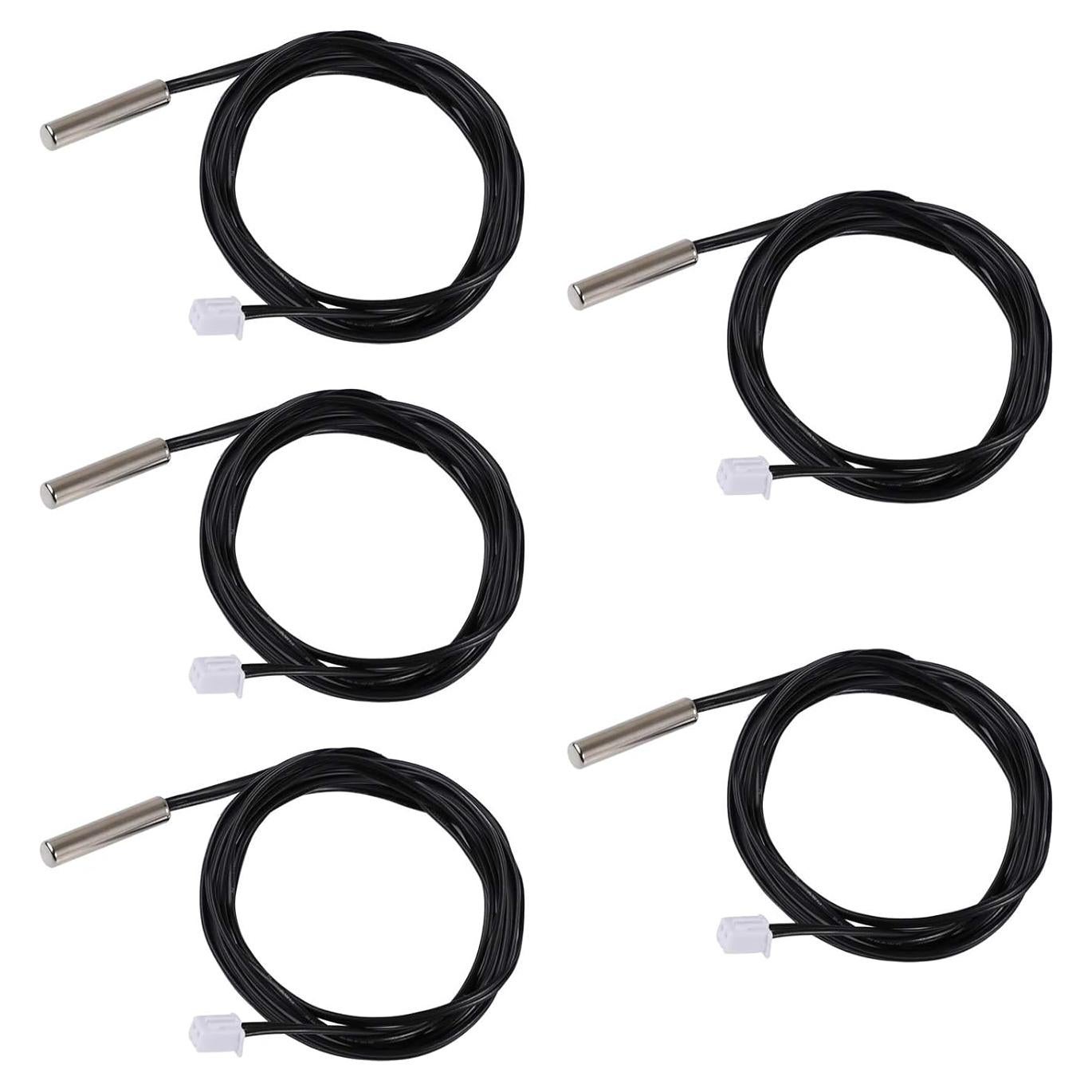 Sonda de Temperatura DROK 10K 1 Metro 5 Piezas NTC Acero Inoxidable