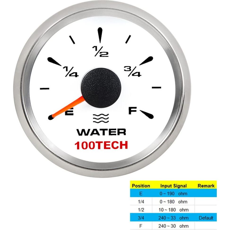 Medidor de Nivel de Agua 100TECH Blanco 0-190ohm para Barcos
