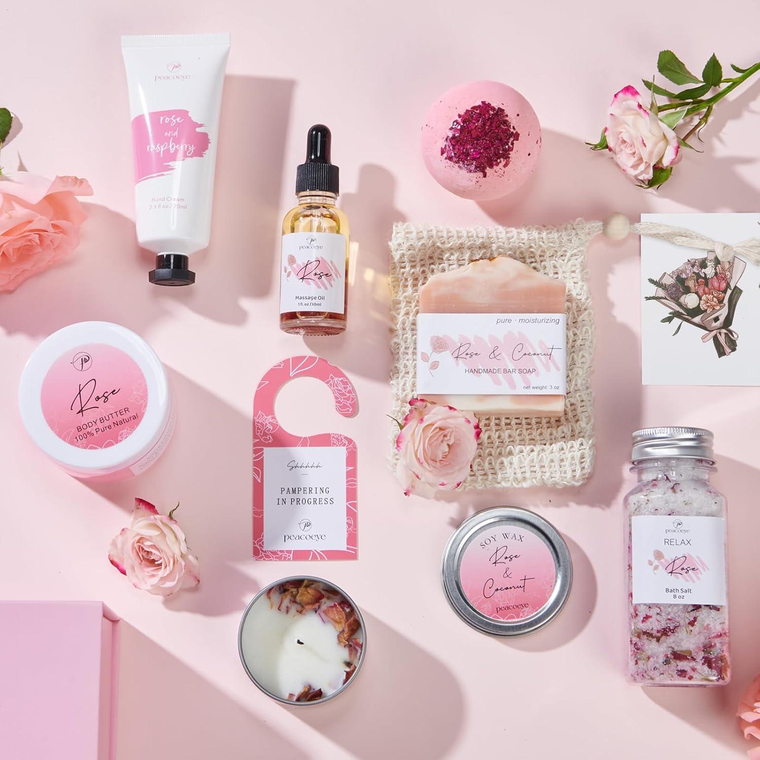 Cesta de Regalo Spa para Mamá Peacoeye - Relajación Rosa