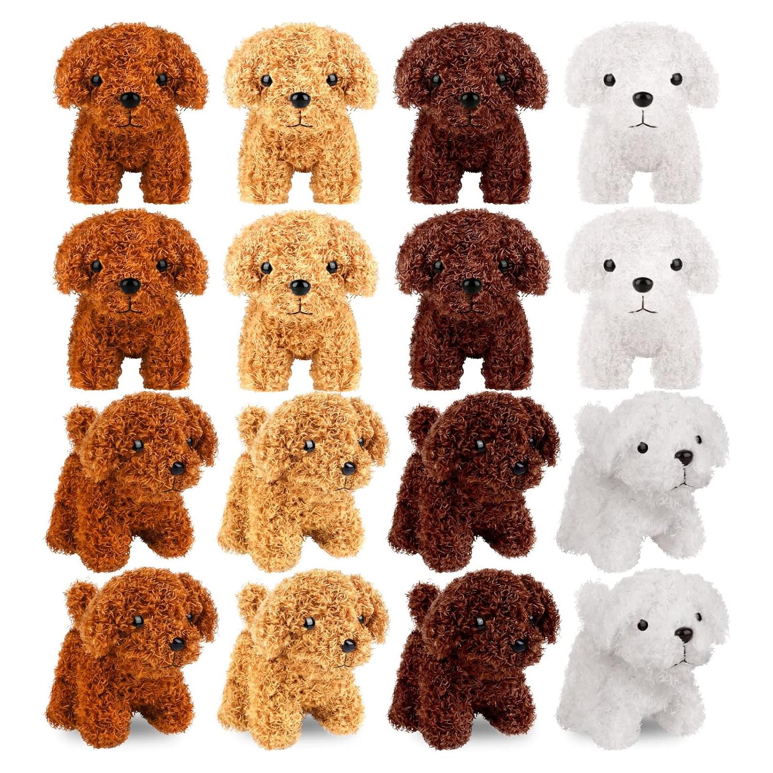 Mini Perros de Peluche 16 Piezas Elcoho 10 cm con Llavero