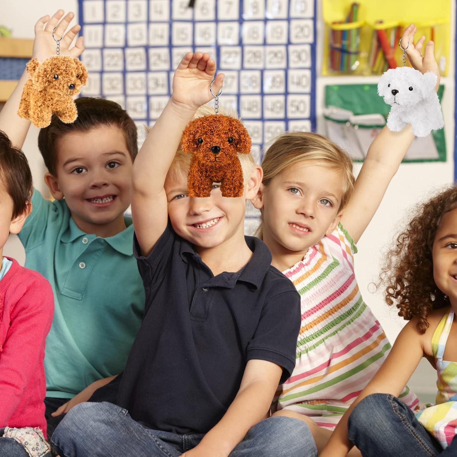 Mini Perros de Peluche 16 Piezas Elcoho 10 cm con Llavero