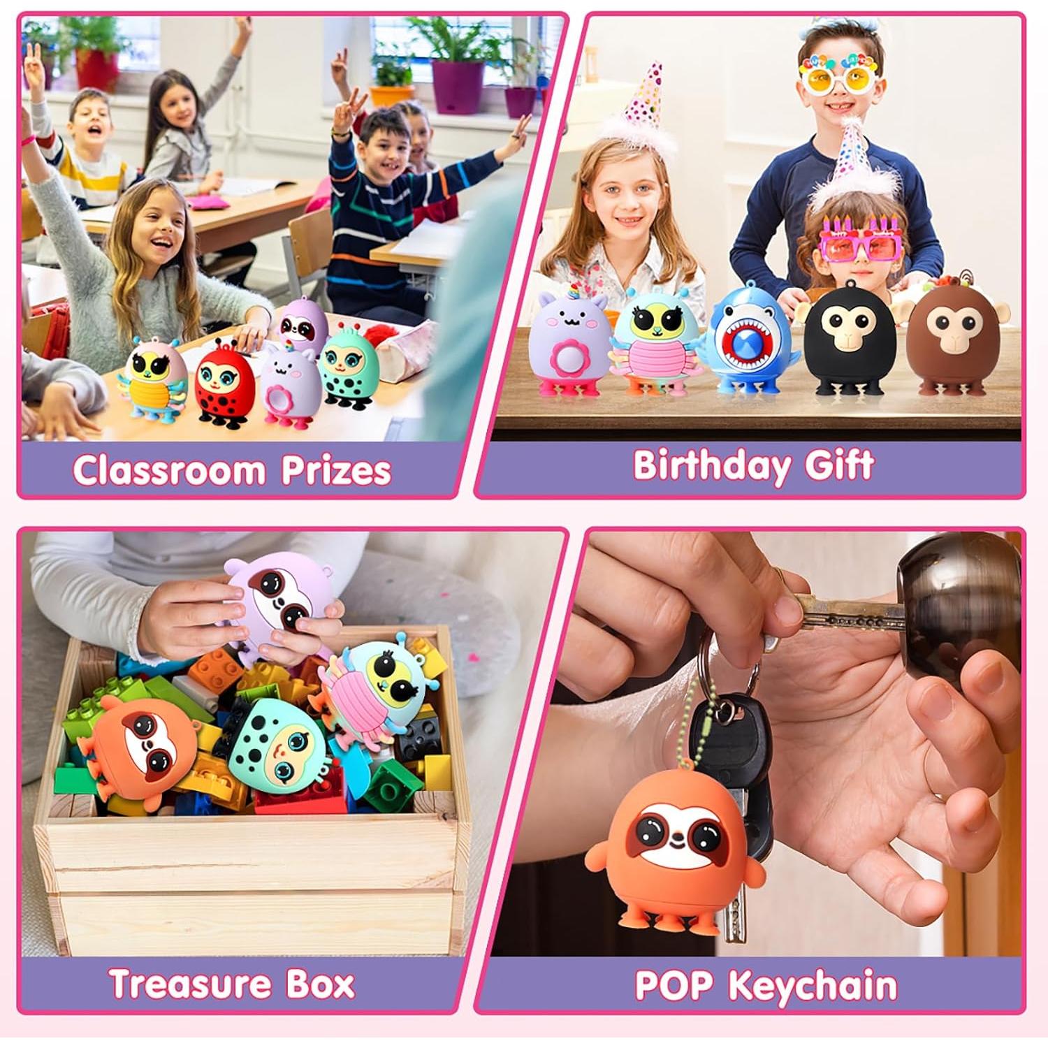 12 Juguetes Antiestrés de Succión de Animales KissFree