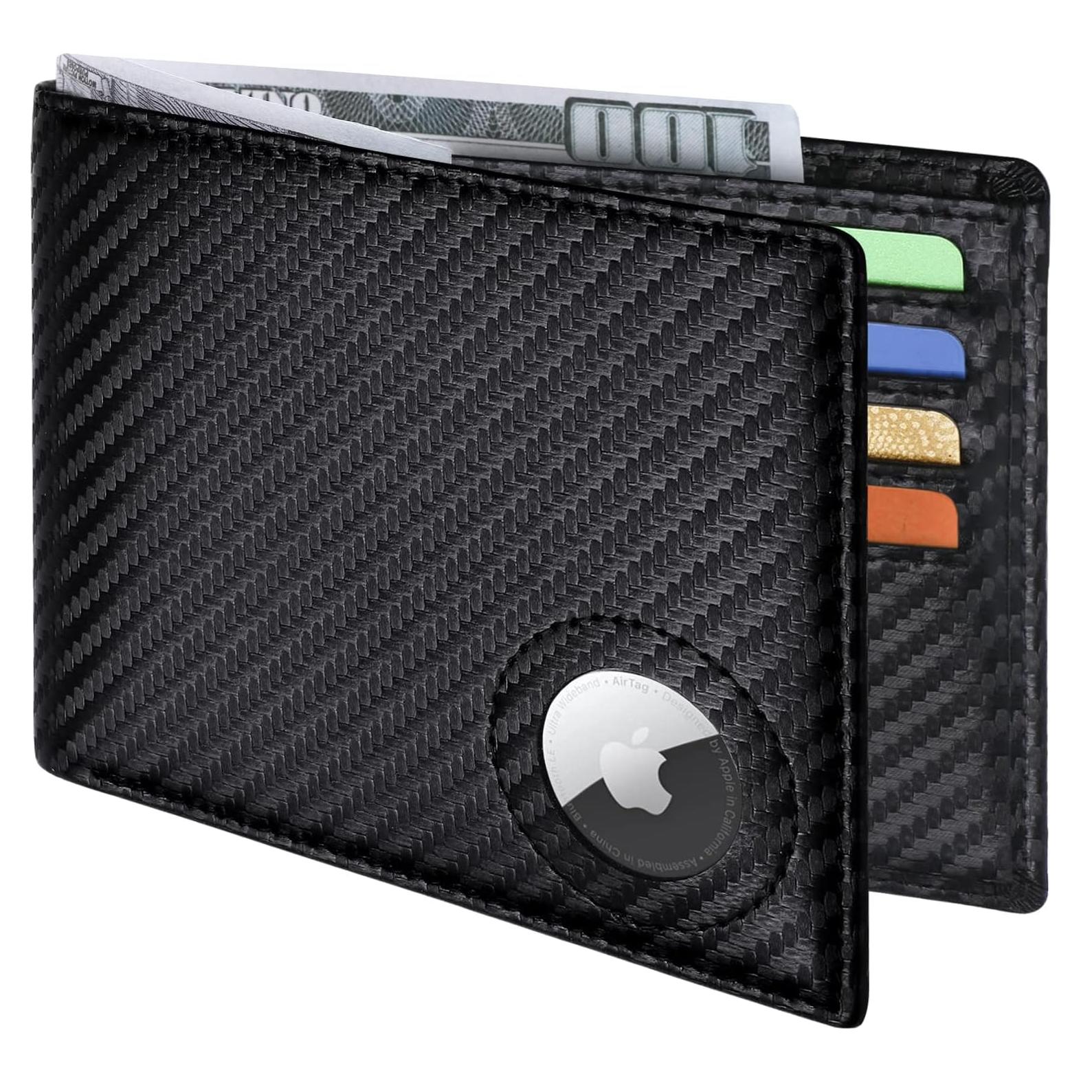 Billetera de Cuero Slim GIPUSSON con Airtag Oculto y RFID