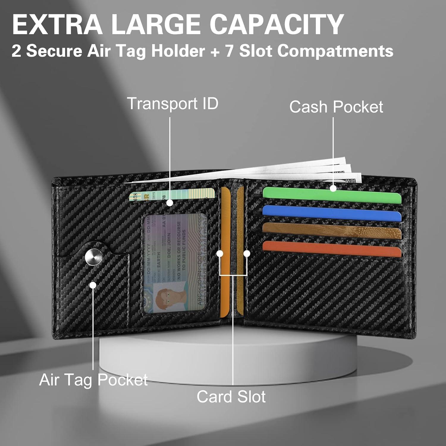 Billetera de Cuero Slim GIPUSSON con Airtag Oculto y RFID