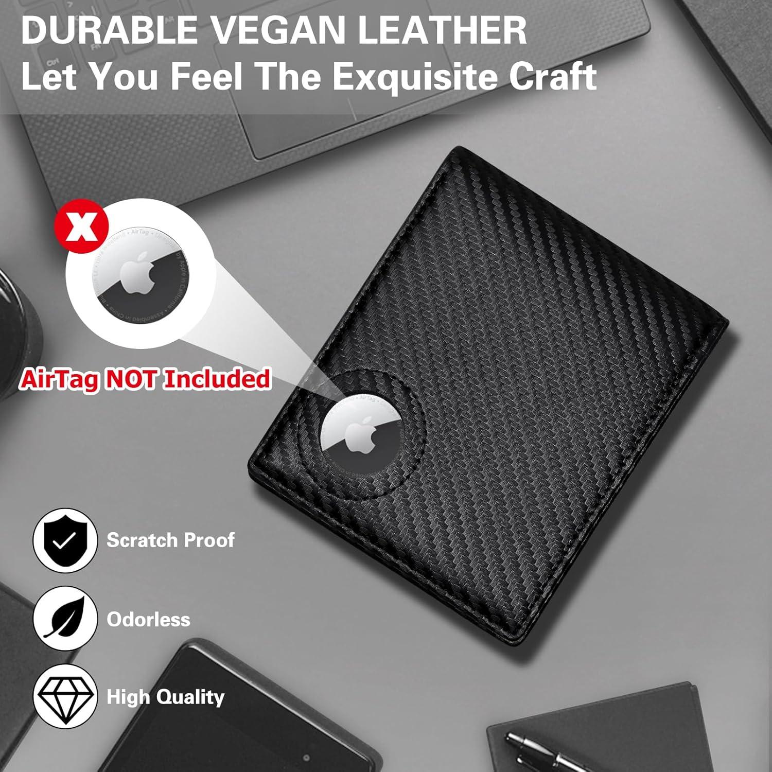 Billetera de Cuero Slim GIPUSSON con Airtag Oculto y RFID