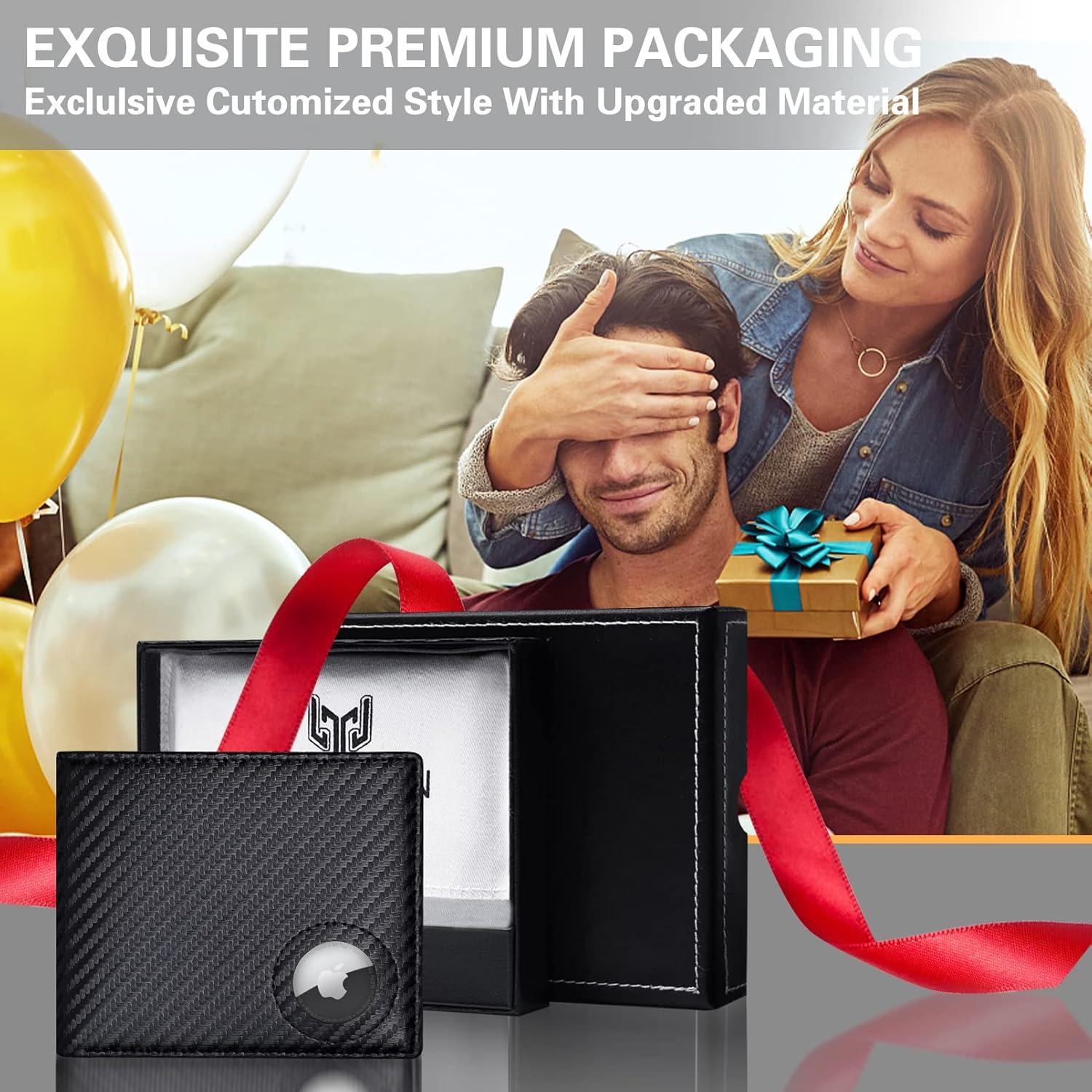 Billetera de Cuero Slim GIPUSSON con Airtag Oculto y RFID