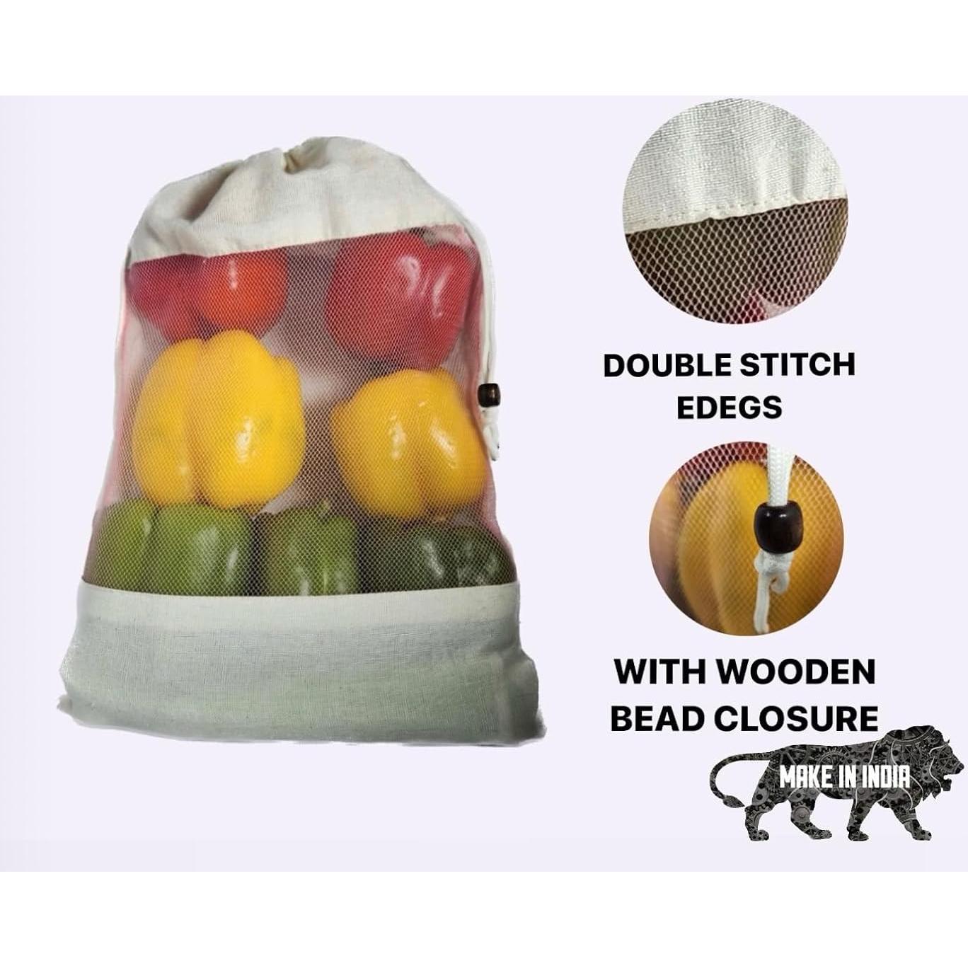 Bolsas de Malla de Algodón Reutilizables 4 Pzas - Blancas