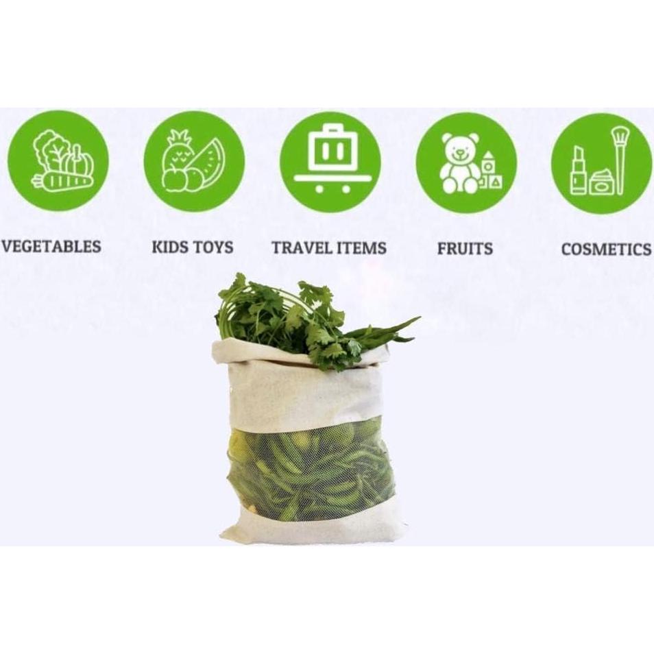 Bolsas de Malla de Algodón Reutilizables 4 Pzas - Blancas