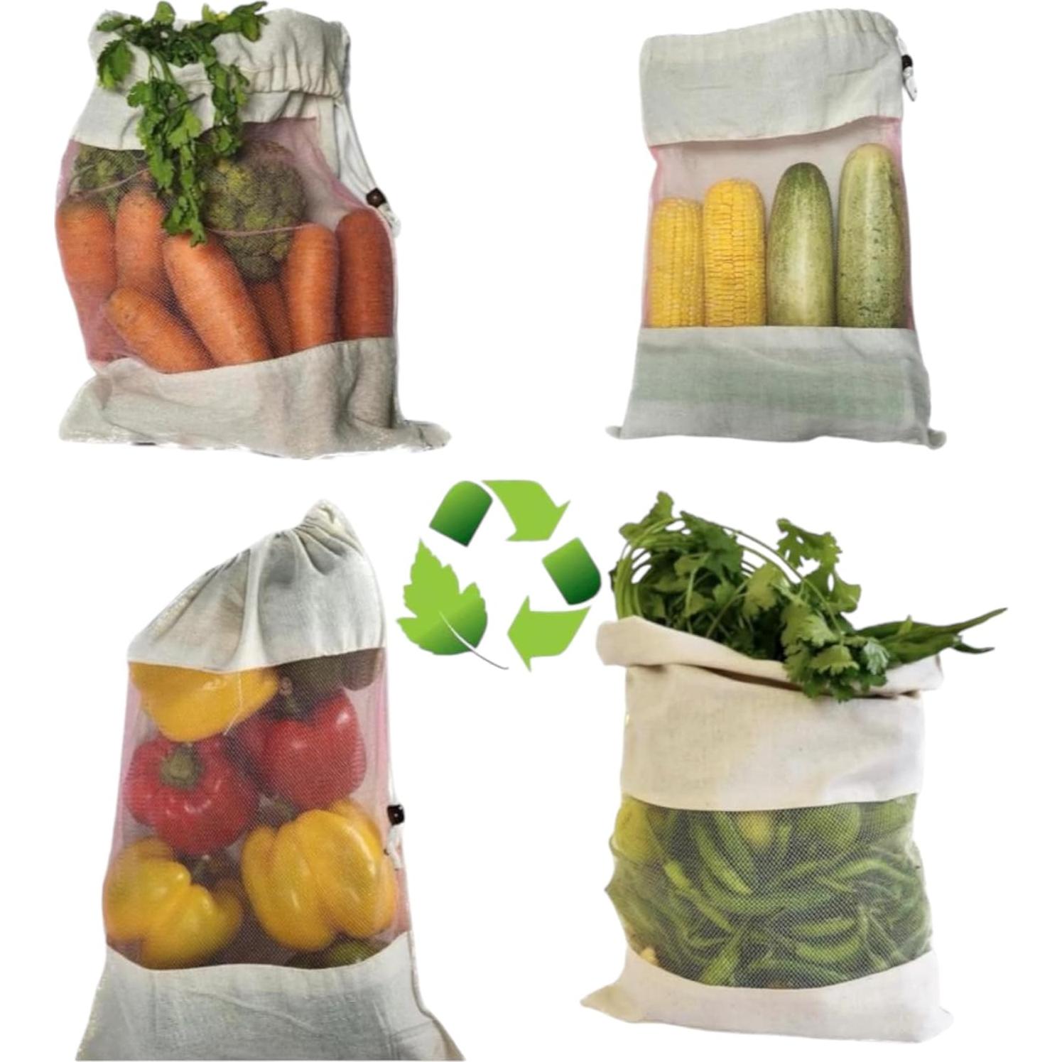 Bolsas de Malla de Algodón Reutilizables 4 Pzas - Blancas