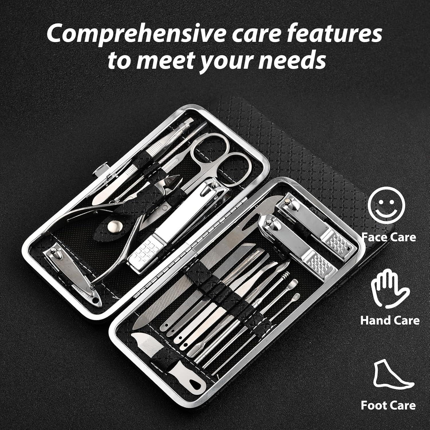 Kit de Manicura y Pedicura BADGIRRL 19 Piezas Acero Inoxidable