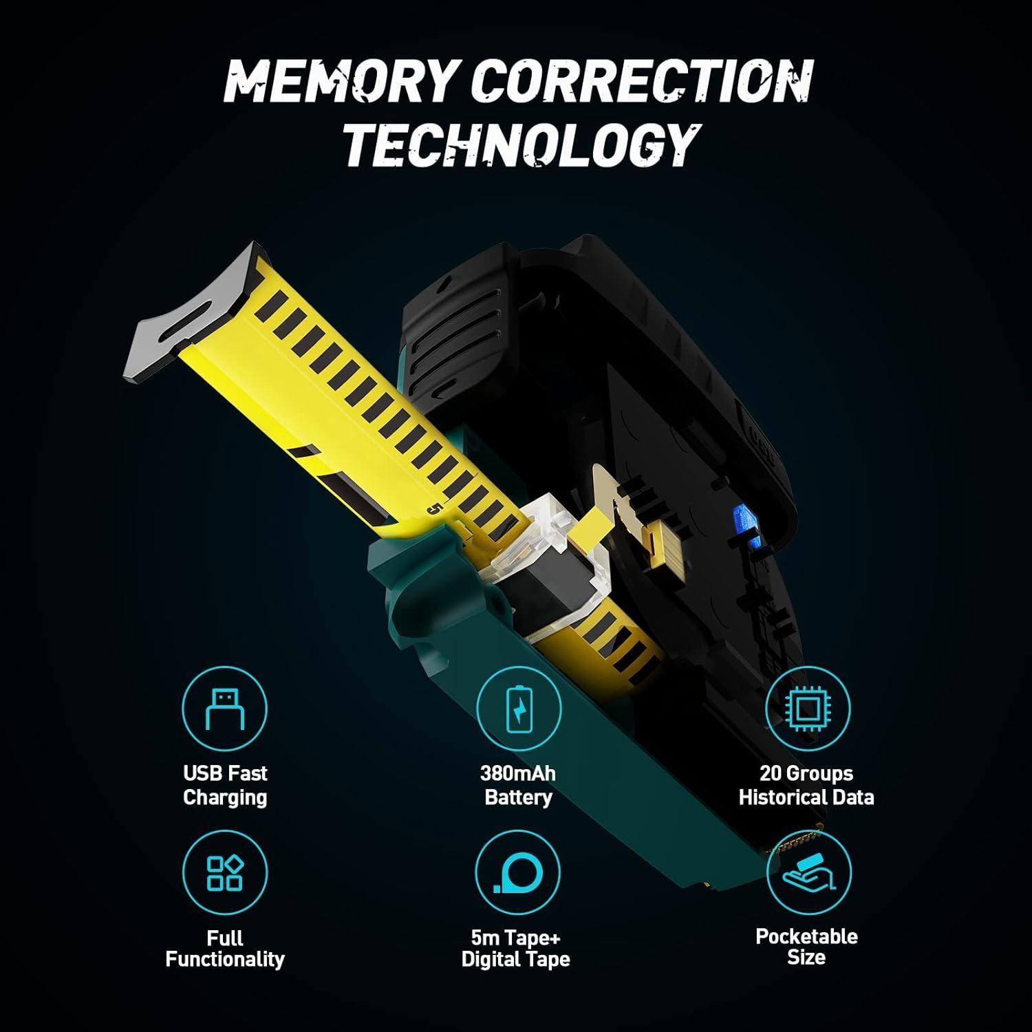 Cinta Métrica Digital ACPOTEL 5m Pantalla LCD Azul