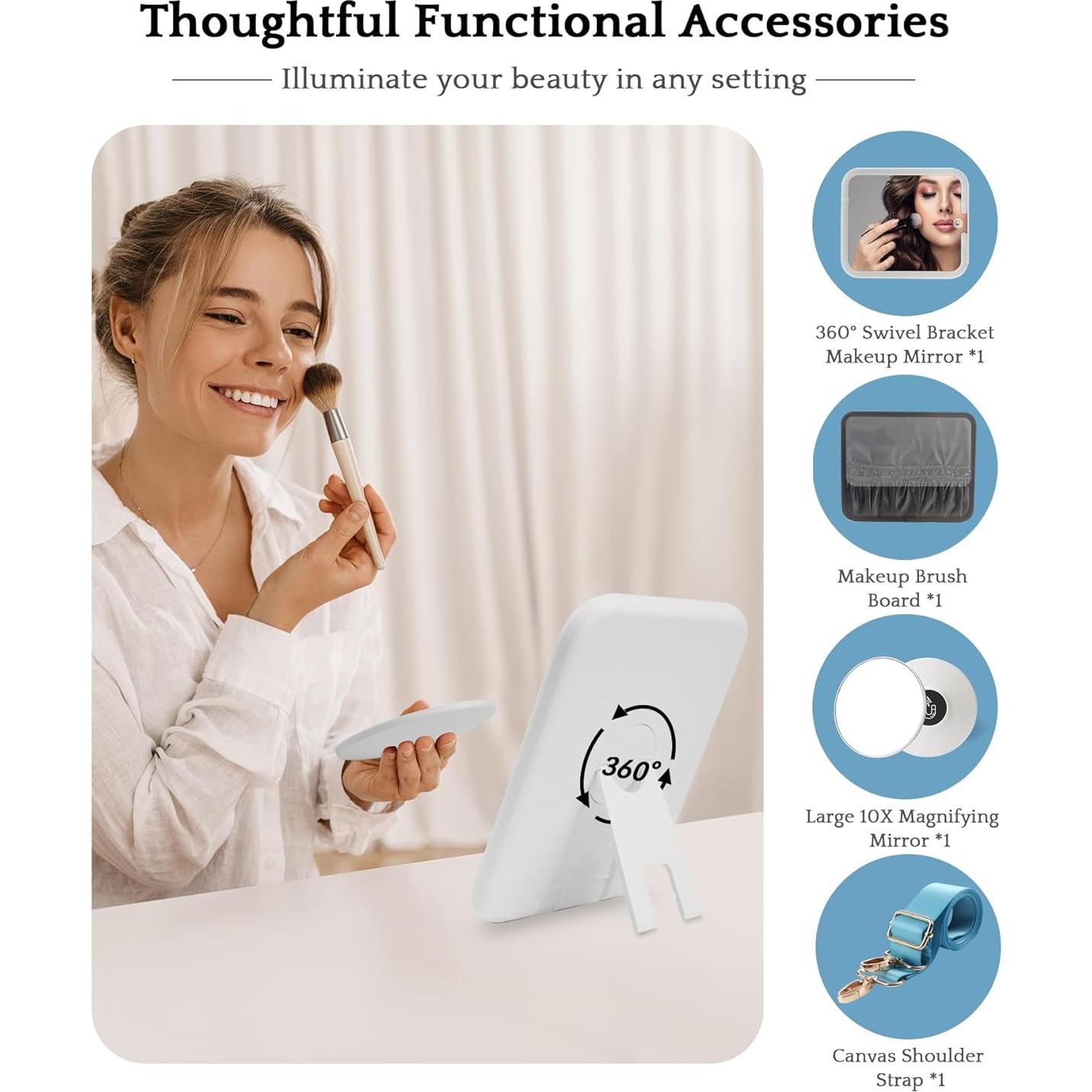 Bolsa de Maquillaje de Viaje MOMIRA con Espejo Iluminado Azul