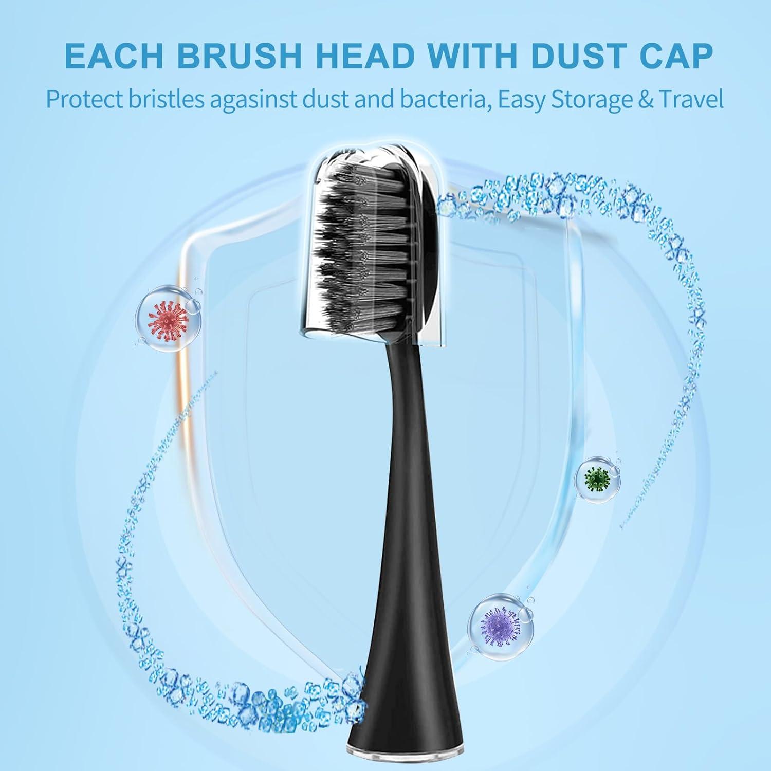 Cabezas de cepillo de dientes Burst Negro - 5 unidades, cerdas suaves