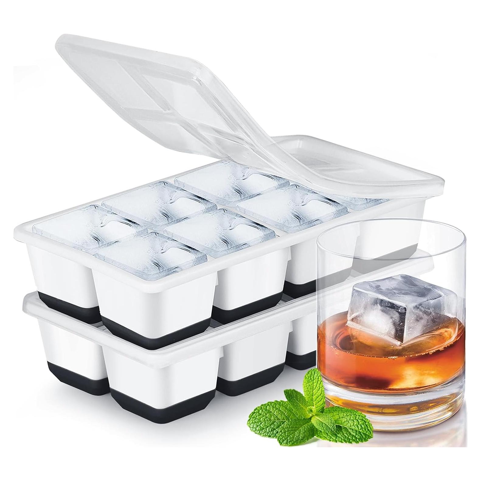 Bandejas de Hielo Grandes Jrisbo con Tapa - 2 Piezas, Silicona