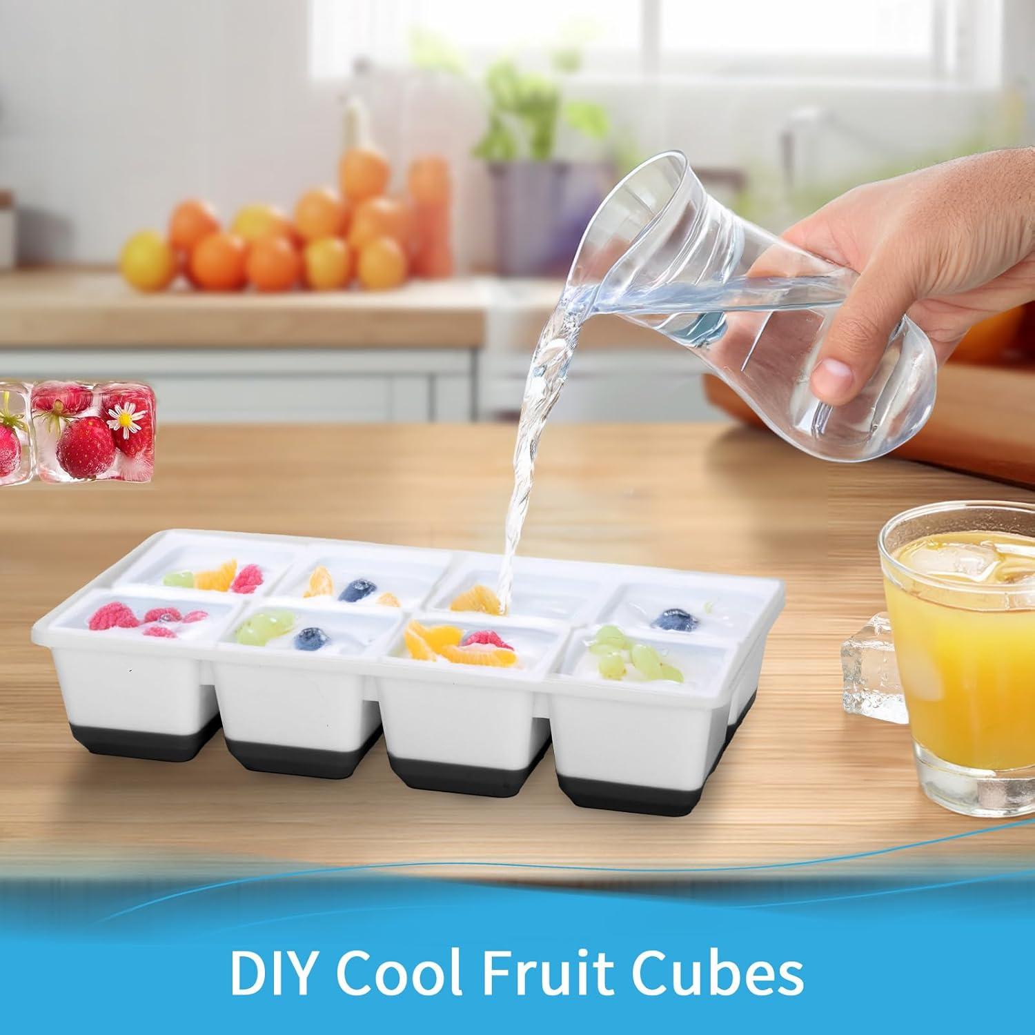 Bandejas de Hielo Grandes Jrisbo con Tapa - 2 Piezas, Silicona