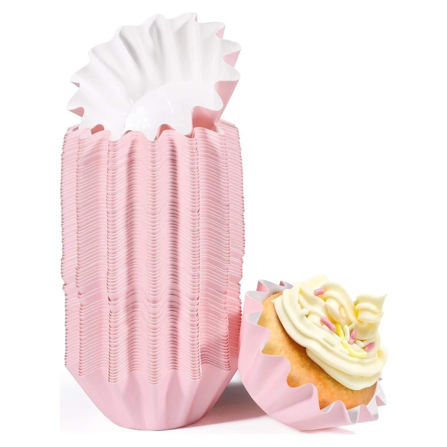 Forros para Cupcake TRUSBER 100 pcs Antiadherentes Rosa Claro