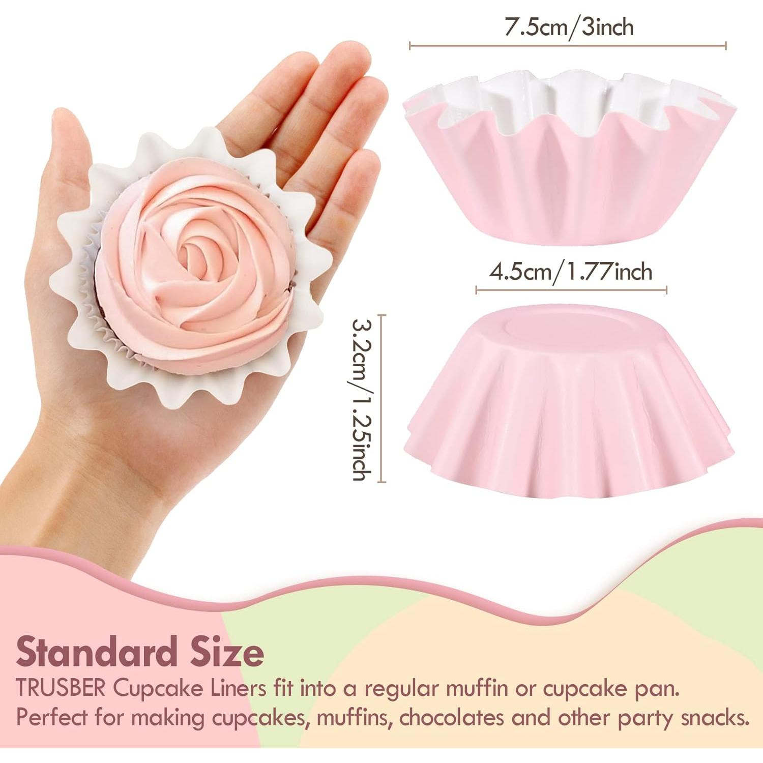 Forros para Cupcake TRUSBER 100 pcs Antiadherentes Rosa Claro