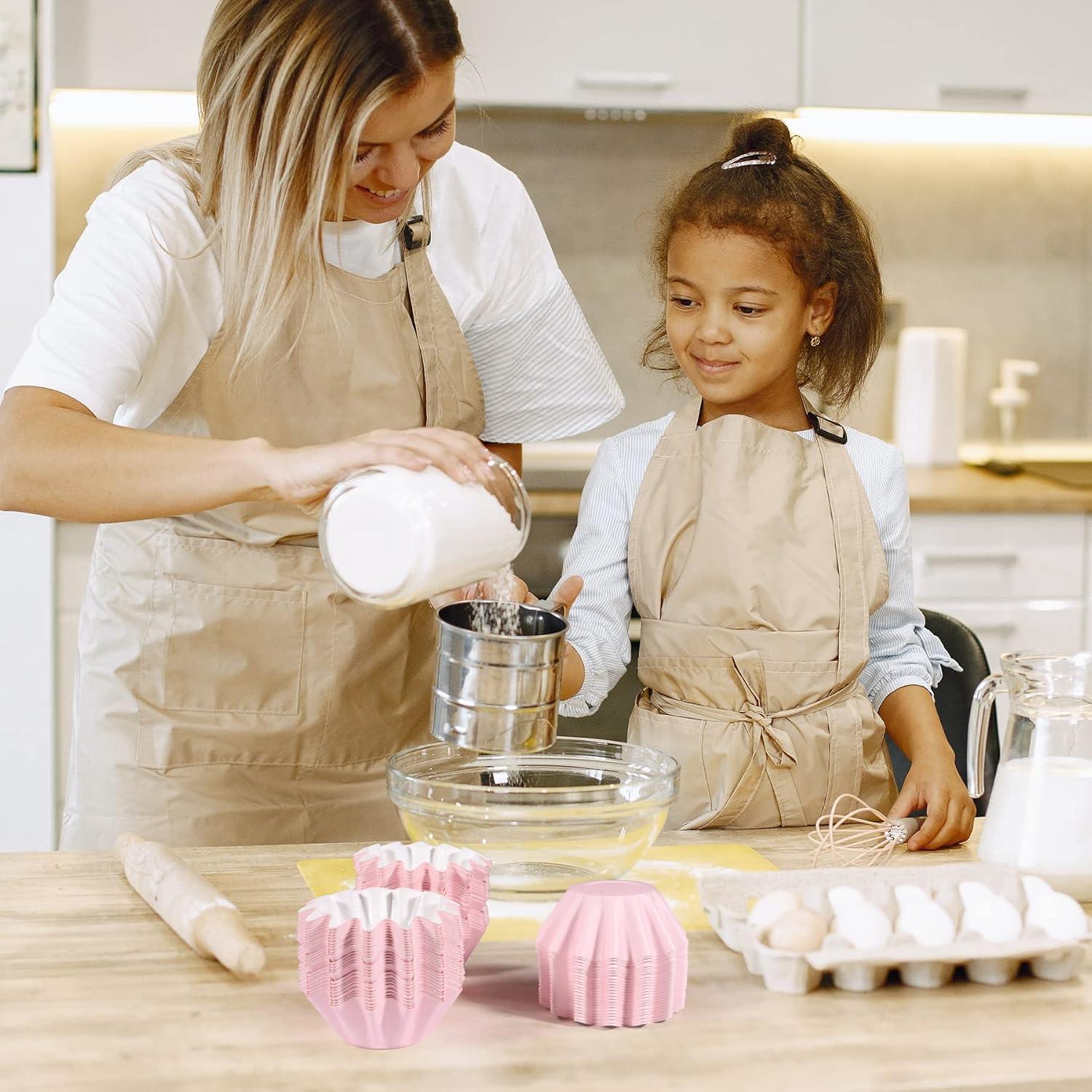 Forros para Cupcake TRUSBER 100 pcs Antiadherentes Rosa Claro