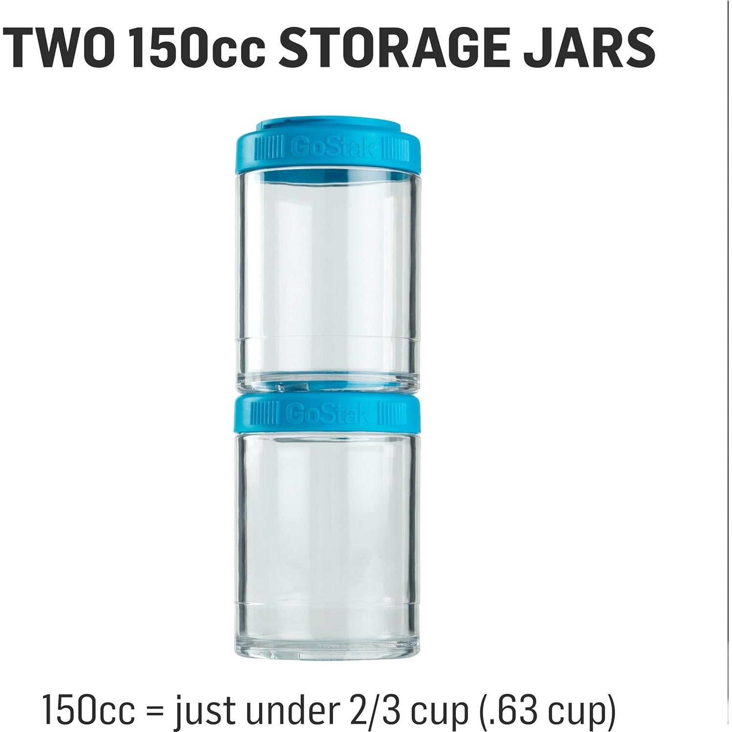 Frascos de Almacenamiento BlenderBottle GoStak 150cc 2-Pack Negro