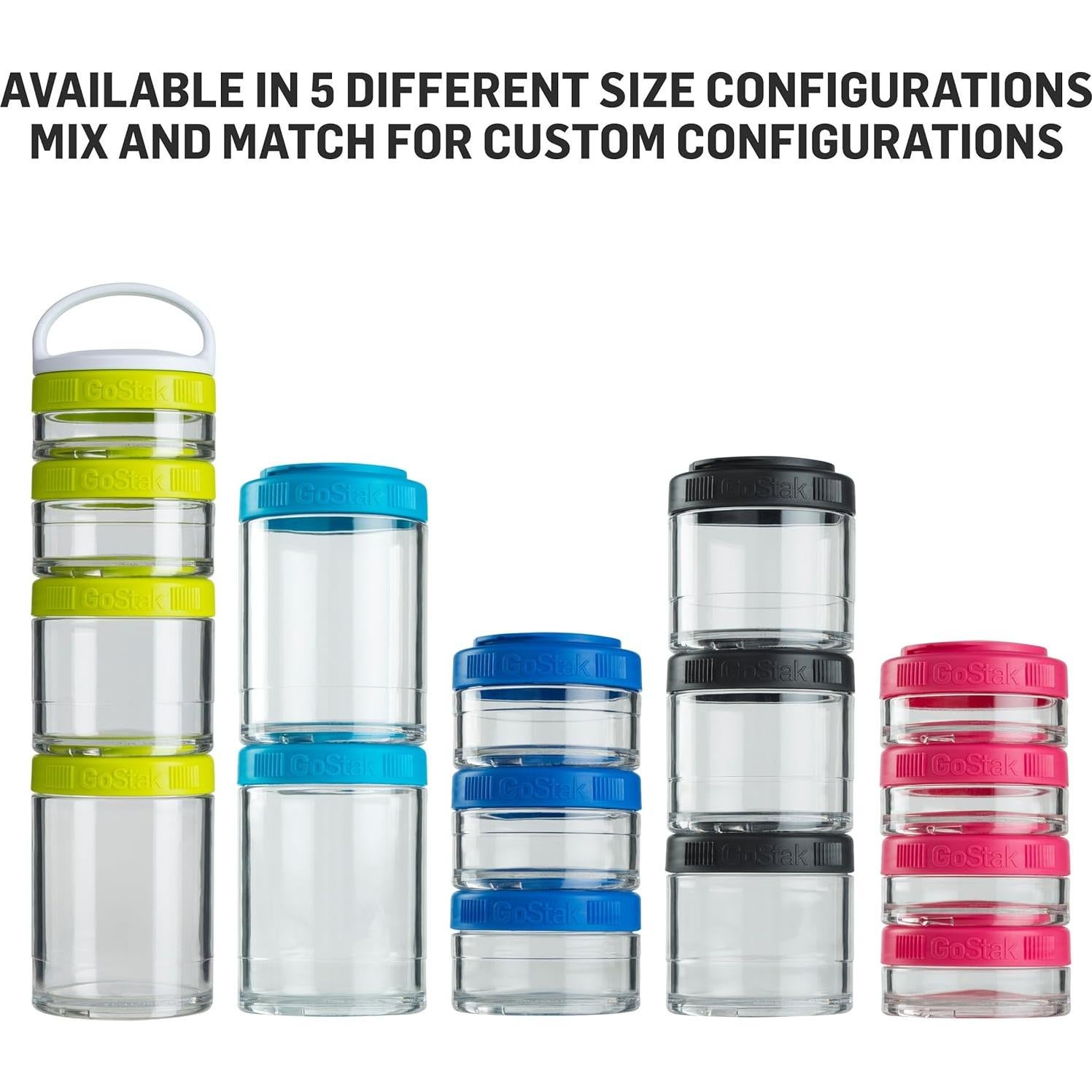 Frascos de Almacenamiento BlenderBottle GoStak 150cc 2-Pack Negro