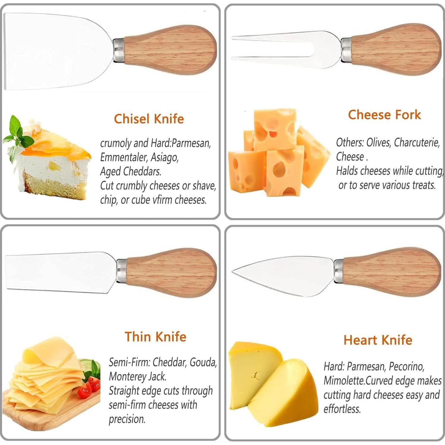 Juego de cuchillos para queso DBZQSCW 4 piezas acero inoxidable