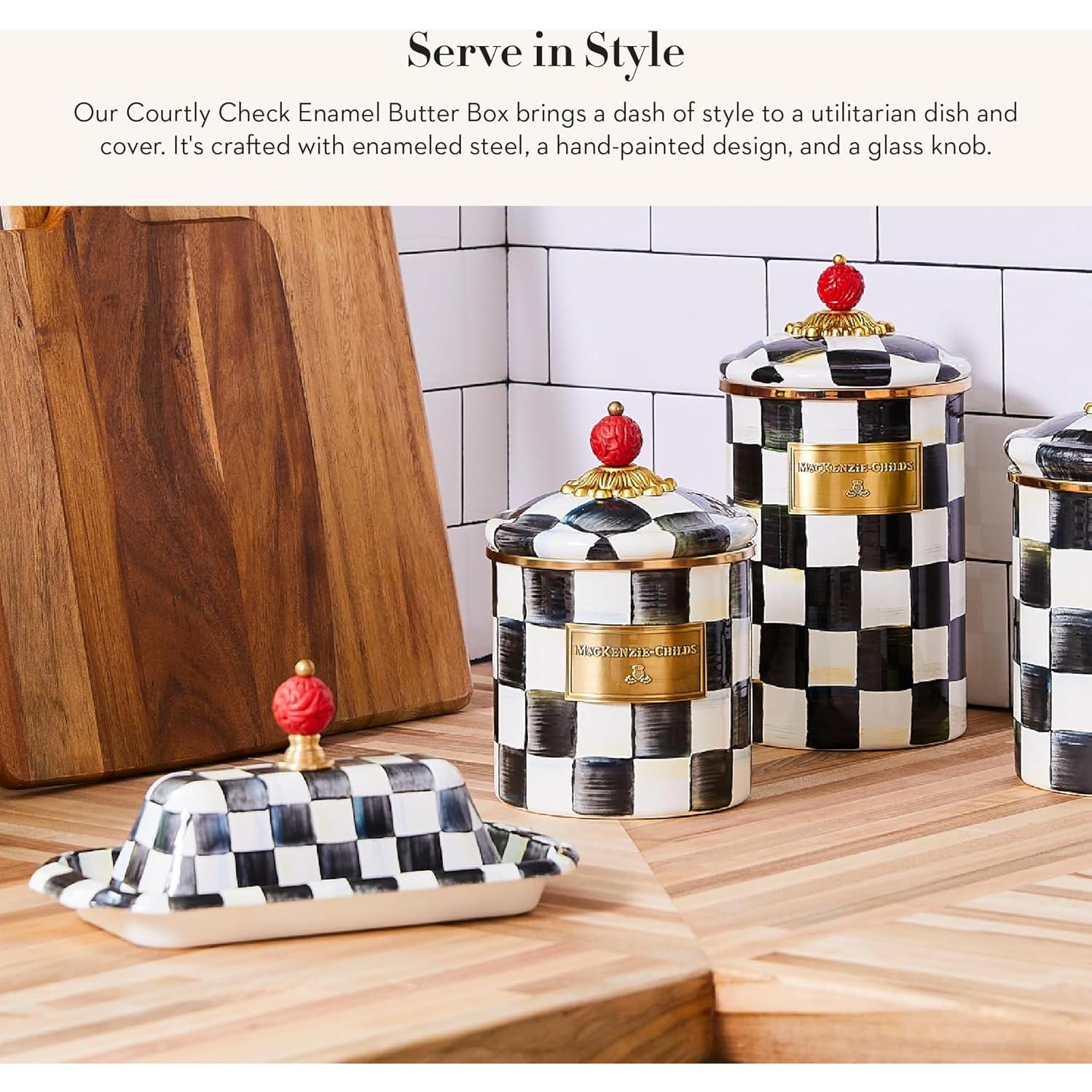 Caja de Mantequilla MacKenzie-Childs Cuadrícula 22.86x12.7cm