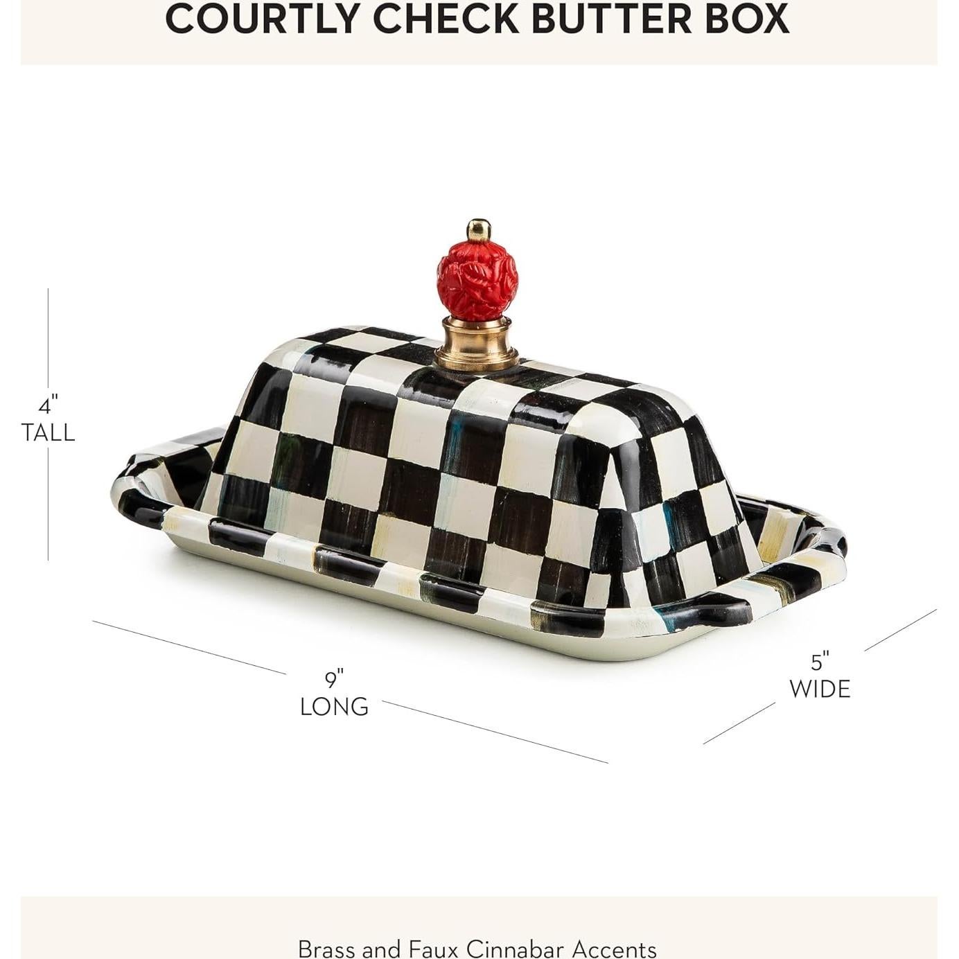 Caja de Mantequilla MacKenzie-Childs Cuadrícula 22.86x12.7cm